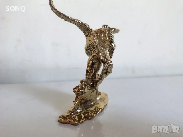 Уникална Статуетка Златен Орел Със Емайл, снимка 5 - Колекции - 53225612