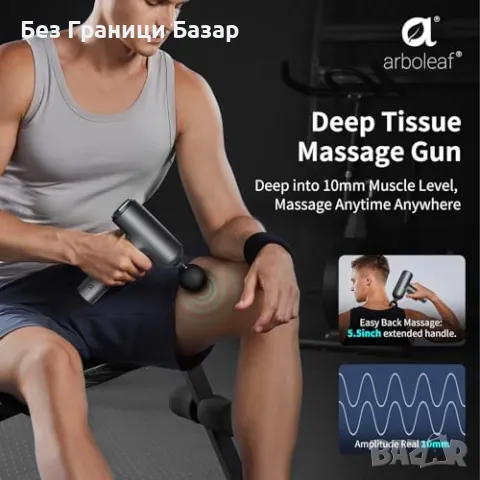 Нов Масажен пистолет arboleaf, 6 скорости, 5 глави за дълбок масаж, снимка 2 - Масажори - 47652408