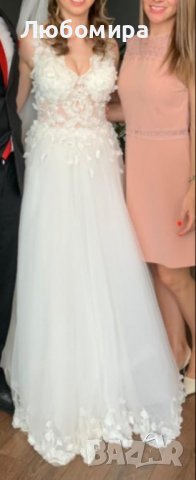 Сватбена рокля + воал, снимка 7 - Сватбени рокли - 34256635