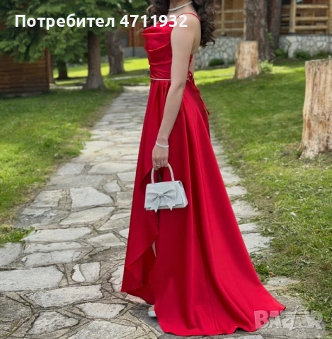 Официална червена  рокля