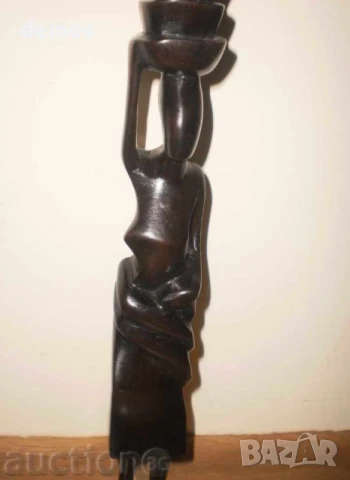 Елегантен свещник-женска фигура от абанос, снимка 3 - Статуетки - 50885038