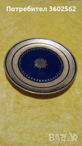 Изключителна  чиния порцелан-кобалт и злато KPM Bavaria