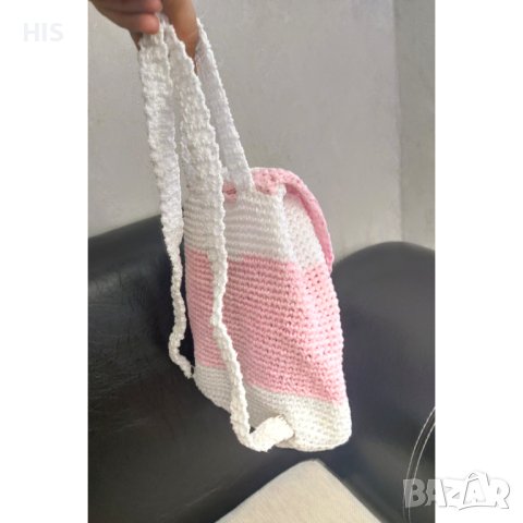 Розова раница, ръчно плетена, подходяща за малки и големи дами, снимка 9 - Раници - 42698340