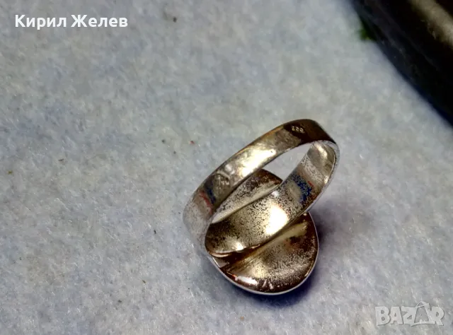 АВТОРСКИ СКЪПОЦЕНЕН СРЕБЪРЕН ПРЪСТЕН СРЕБРО 800 с ШЛИФОВАН ЗЕЛЕН ОНИКС и ЩЕМПЕЛ на ЮВЕЛИРА 47966, снимка 4 - Пръстени - 49886730