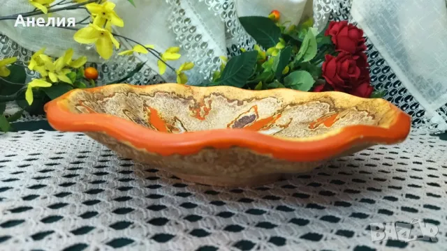 Керамична ръчно изрисувана купа, снимка 2 - Чинии - 49765804