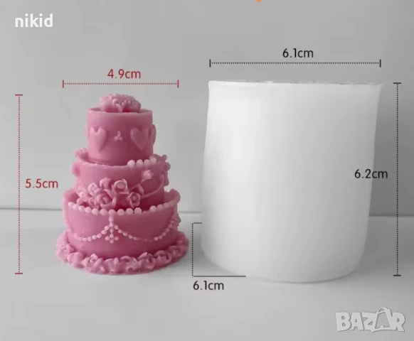 3D висока триетажна торта на етажи  цилиндър силиконов молд форма свещ фондан шоколад сапун гипс , снимка 3 - Форми - 14809476