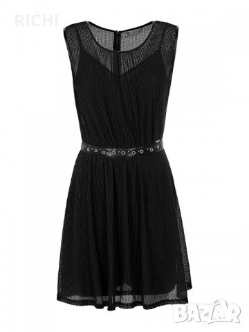 GUESS нова черна рокля с кожена декорация