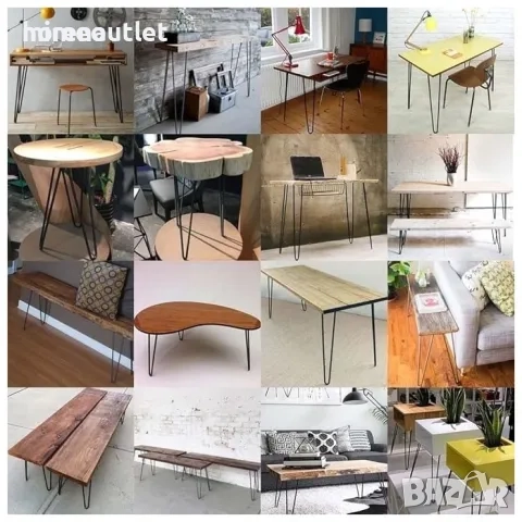 Крака за маса Метални Ретро Винтидж Черни, снимка 2 - Маси - 52240366