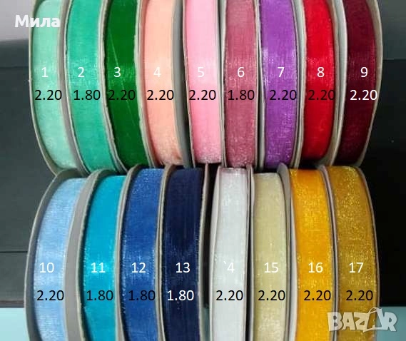 Панделка, лента органза 1 см/ 22м