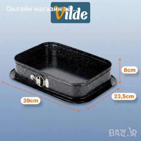  Правоъгълна форма за торта, пай, кекс и др. сладкиши, тефлоново покритие, падащо дъно 279071, снимка 5 - Съдове за готвене - 53232109