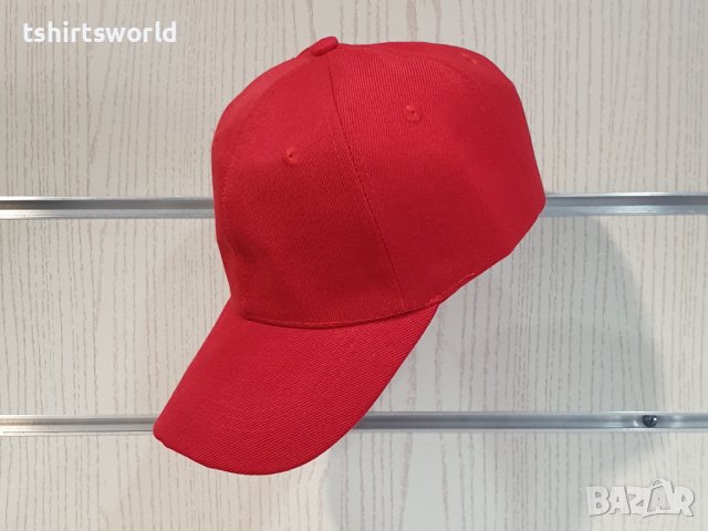 Нова изчистена шапка с козирка в червен цвят, снимка 5 - Шапки - 36922753