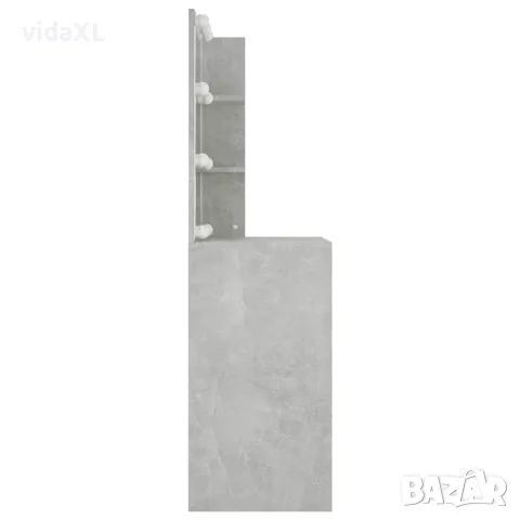vidaXL Тоалетка с LED, бетонно сива, 60x40x140 см, снимка 6 - Тоалетки - 56147795
