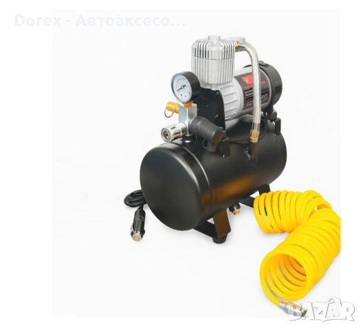 Преносим компресор за гуми 12V 150 PSI – 60L/min с резервоар 3L и маркуч 3 м