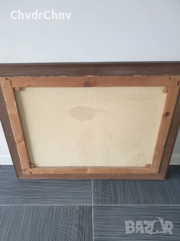 92х71см/стара голяма картина масло върху платно/градски пейзаж-Лондон-мост-карета/дървена рамка, снимка 9 - Картини - 50953397