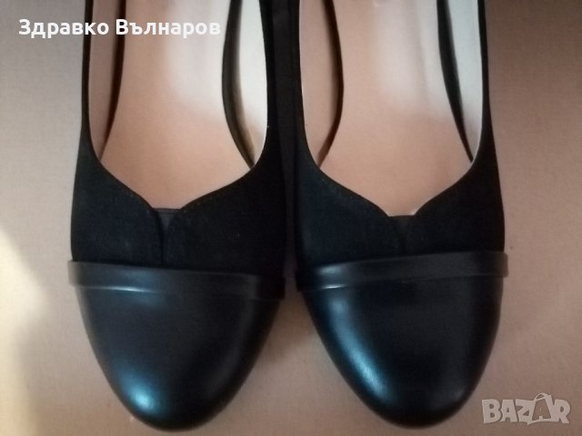 Официални дамски черни обувки велур с изкуствена кожа - номер 38, снимка 1