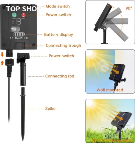 sylvwin G40 15 м външна соларна верига акумулаторна със соларен панел, снимка 8 - Външни лампи - 48543625