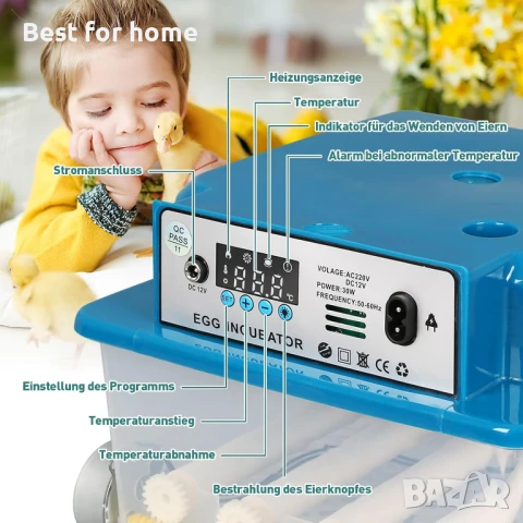 Undres Напълно автоматичен инкубатор за развъждане на птици, инкубатор за яйца, снимка 3 - За птици - 50747115