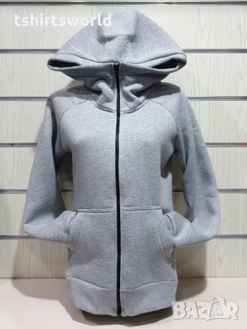 Нов дамски суичър с ЦИП и качулка в сив цвят, снимка 12 - Суичъри - 31125505