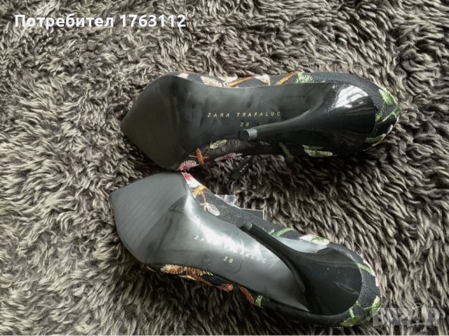 Zara обувки с ток, 38 номер, но по-скоро 37,умалени, нови с етикет, снимка 1 - Дамски обувки на ток - 37729546