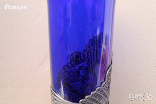 СССР ваза стъкло посребрен корпус, снимка 3 - Антикварни и старинни предмети - 40834390