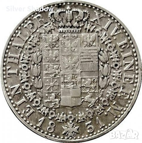 Монета Прусия 1 Талер 1831-А Фридрих Вилхелм III, снимка 2 - Нумизматика и бонистика - 37898741