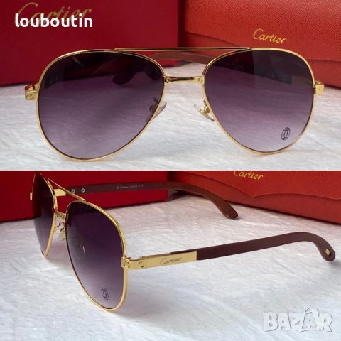 Cartier висок клас мъжки слънчеви очила авиатор с дървени дръжки