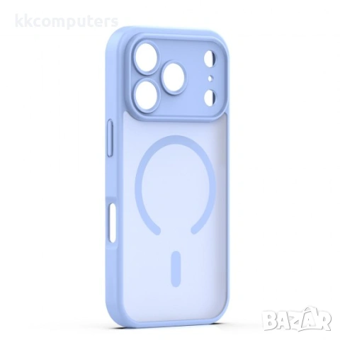 Кейс Mag Matt с отвори за камерите за iPhone 17 Pro Max (6.9) светлосин и Протектор, снимка 3 - Калъфи, кейсове - 54156213