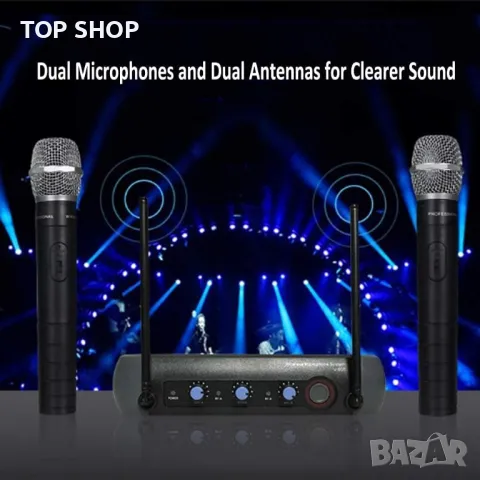 Комплект професионални безжични микрофони AMMOON AM 268, снимка 5 - Микрофони - 48492516