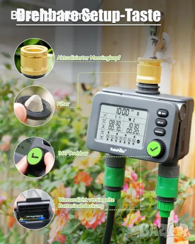 Програматор за напояване с LED дисплей RAINPOINT, снимка 6 - Напояване - 49941482