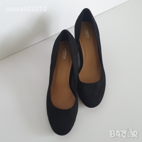 Черни Papaya велурени обувки размер 41, снимка 3 - Дамски обувки на ток - 44666796