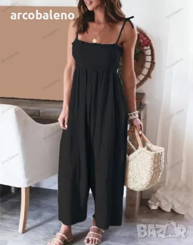 Едноцветен дамски гащеризон без ръкави с висока талия, 4цвята , снимка 11 - Гащеризони - 49736382