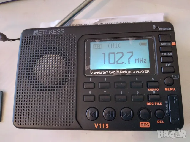 Радиоприемник RETEKESS V115 FM/MW/SW, снимка 4 - Радиокасетофони, транзистори - 55970979