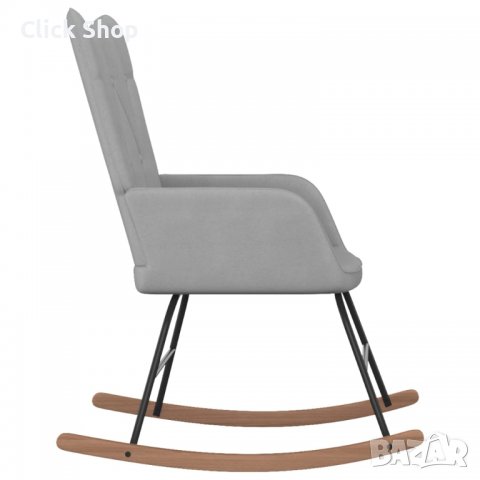 Люлеещ се стол с табуретка, светлосив, плат, снимка 7 - Столове - 38235396