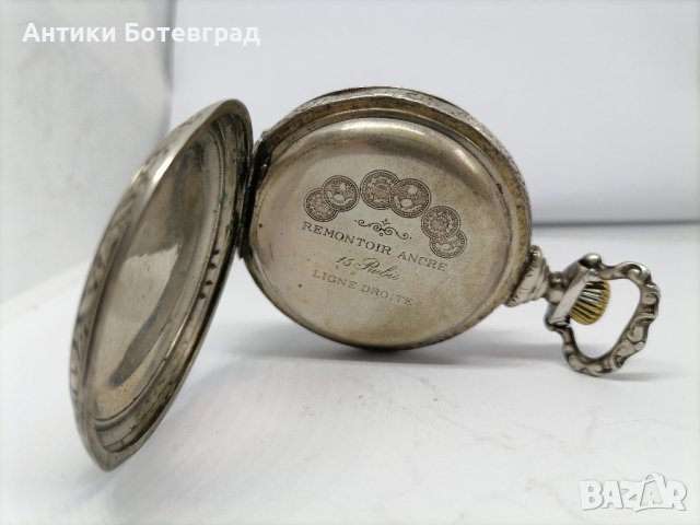 голям сребърен джобен часовник , снимка 6 - Антикварни и старинни предмети - 44288727