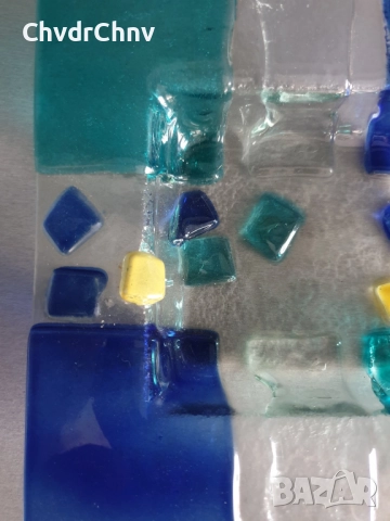 2бр Murano пепелници 17см-20см/стар италиански стъклен пепелник/квадратна чиния от Мурано стъкло, снимка 4 - Декорация за дома - 48069584