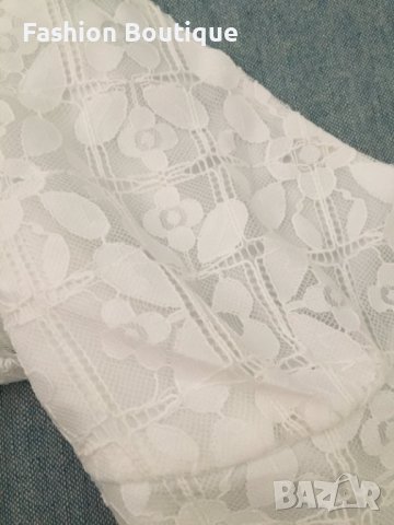 ЛИКВИДАЦИЯ! Бяла дантелена рокля с дълъг ръкав, снимка 10 - Рокли - 30274655