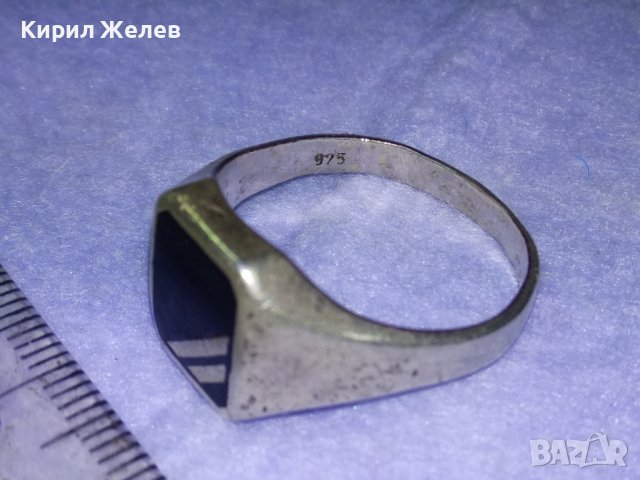 СРЕБЪРЕН РЕТРО ПРЪСТЕН СРЕБРО 925 АНГЛИЯ с ШЛИФОВАН ЧЕРЕН ОНИКС ЮВЕЛИРНА АРТ ДЕКО ИЗРАБОТКА 40629, снимка 10 - Пръстени - 42646468