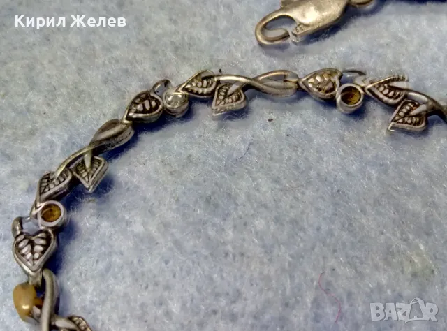 СТАРА ФЛОРАЛНА СРЕБЪРНА ГРИВНА ПАТИНИРАНО СРЕБРО 925 с ГНЕЗДА За ИНКРУСТИРАНЕ на СКЪПИ КАМЪНИ 19416, снимка 12 - Гривни - 50056576