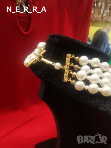 Четириреден перлен гердан, снимка 3 - Колиета, медальони, синджири - 53189563