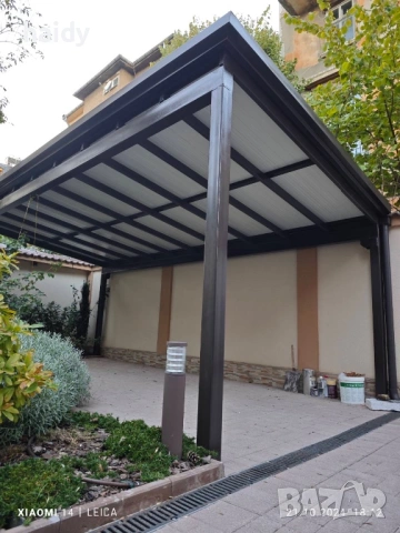 Навес , поликарбонат , сандвич панел , метални конструкции