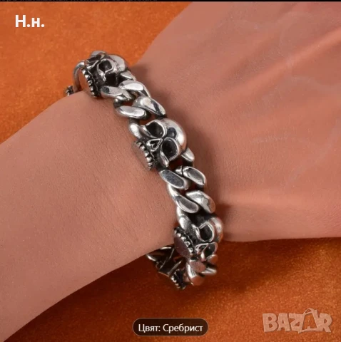 Масивна гривна с черепи, снимка 5 - Гривни - 50717188