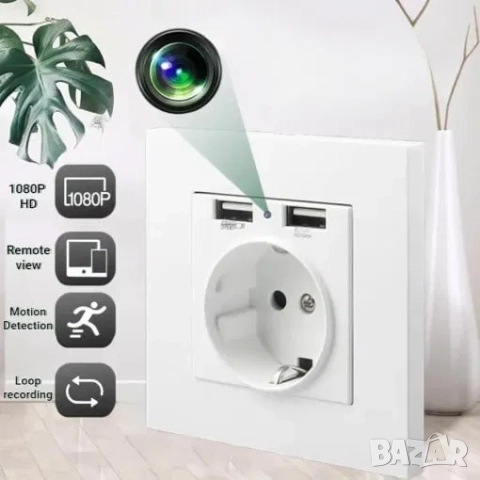 Скрита камера WIFI в контакт за стена, шпионска камера, снимка 9 - HD камери - 52164545
