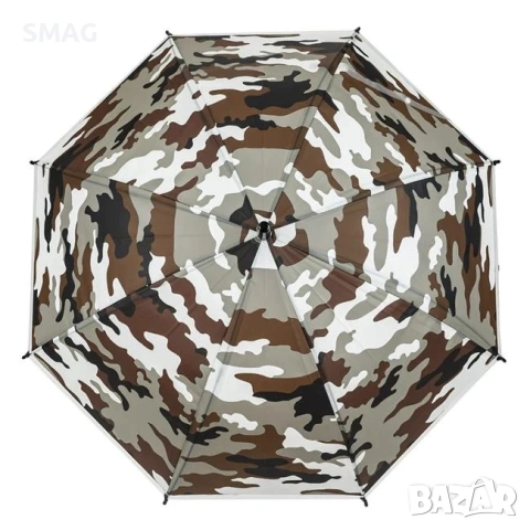 Детски чадър автоматичен бастун камуфлаж кафяво-сиво_1230863