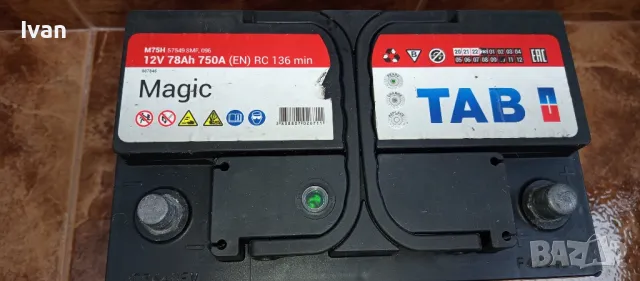 Акумулатор TAB 12V 78Ah 750A - добро състояние, снимка 2 - Части - 48650298