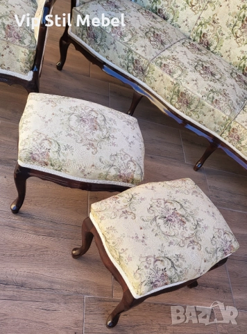 Френска холна гарнитура с гобленова дамаска , снимка 11 - Дивани и мека мебел - 52790049