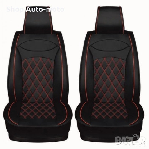 Универсална тапицерия за кола Automat – 5 части, еко кожа с червен конец, снимка 3 - Аксесоари и консумативи - 51729434