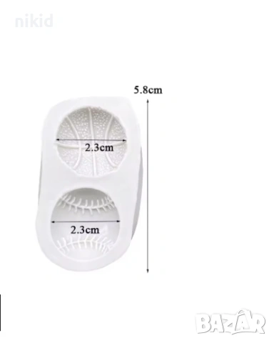 Малка Баскетболна бейзболна топка силиконов молд форма декорация украса фондан торта мъфини и др, снимка 2 - Форми - 26477945