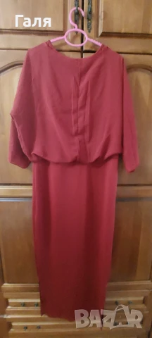 Дълга рокля цвят Бордо, еластична , снимка 6 - Рокли - 51429810