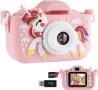 UZIMOO Kids Детски цифров фотоапарат с видео 1080P HD розов, снимка 1