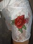 Секси нови дантелени бели еластични шорти с флорални бродерии XL,XXL, снимка 4